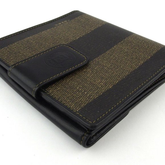 Authentic FENDI W hook purse pecan beige PVC ~ leather Auth used - Picture 3 of 9